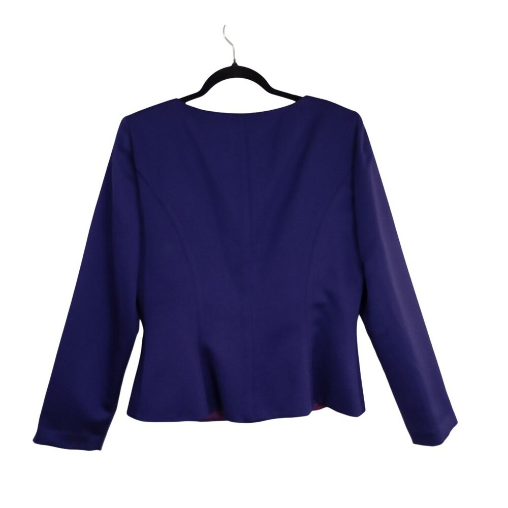 Alex Evenings Blazer Jacket Gold Crystal Clasp Closures Womens Purple Size 12 - Picture 9 of 11
